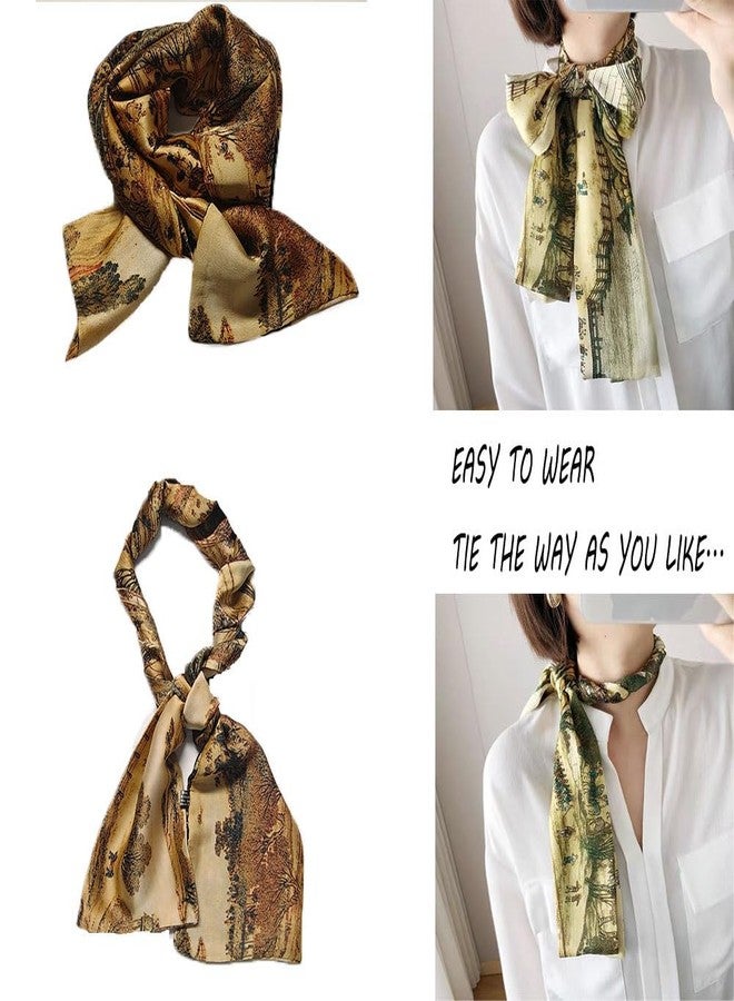 HURESON Silky Long Scarf for Women Small Thin Head Scarf Hair Neck Scarves Purse Bag Scarf For Handbags Satin Headscarf Cute Hair Scarf Headband (2pcs) - Image 4